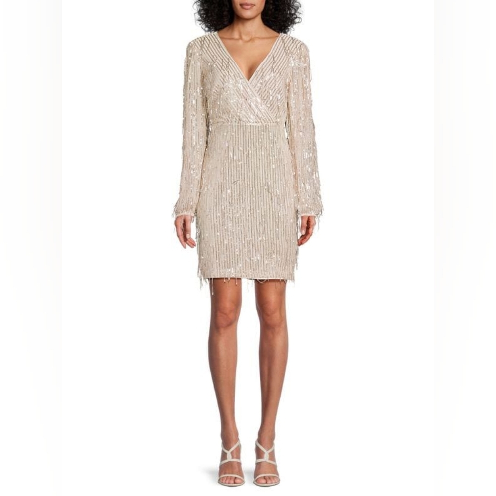 NWT Guess Sequin Mini Sheath Dress Size 2 In Champagne